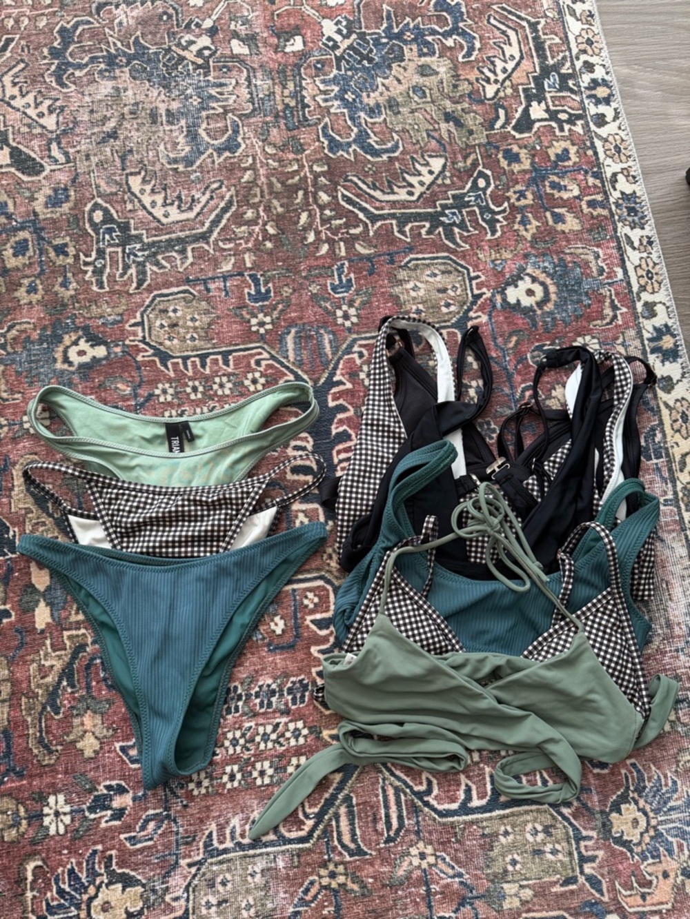 Women’s Green Ribbed Bikini Set - Unbranded